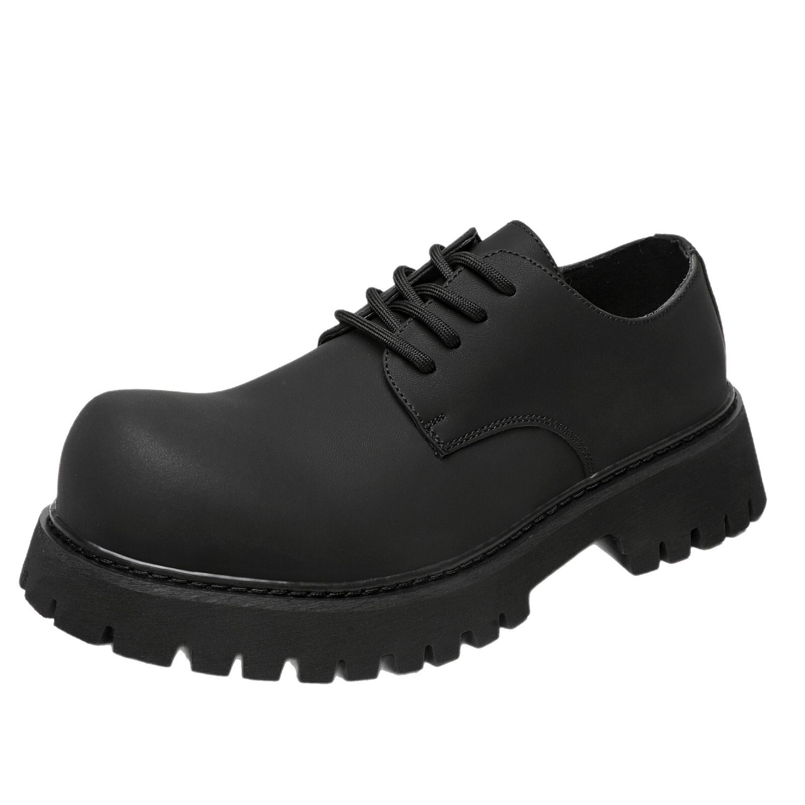 Men's Leather British Style Business Formal Thick Sole Height Increasing Round Toe Derby Shoes