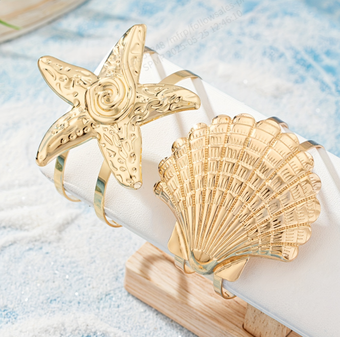 Women's Fashion Metal Starfish Shell Arm Ring Daily Commute Holiday Beach Style Bracelet
