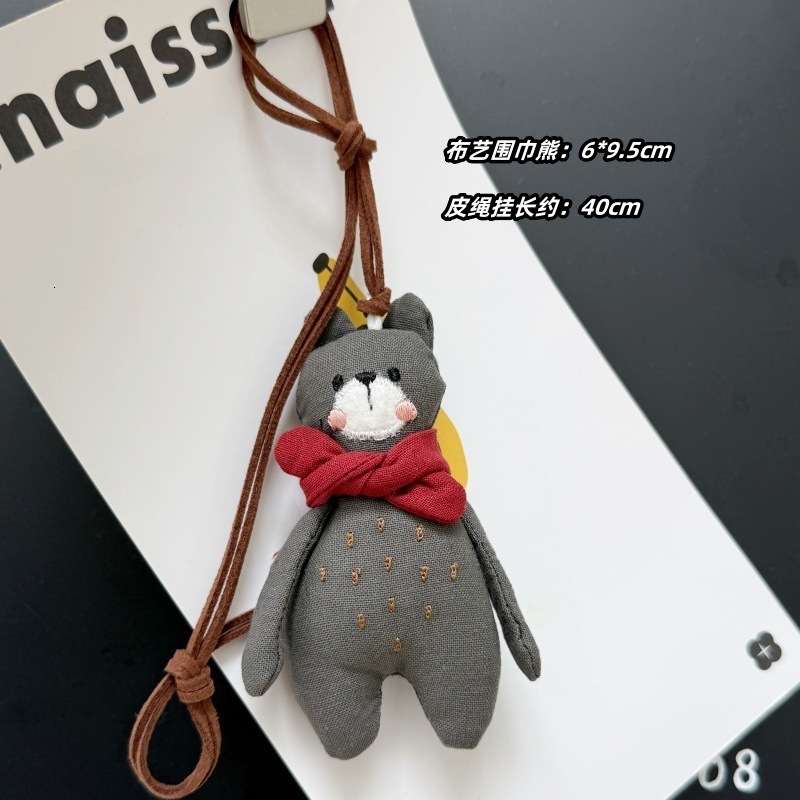 Cute Forest Style Ins Scarf Bear Cake Fabric Bunny Carrot Leather Rope Bag Pendant Sweater Chain Necklace 250726