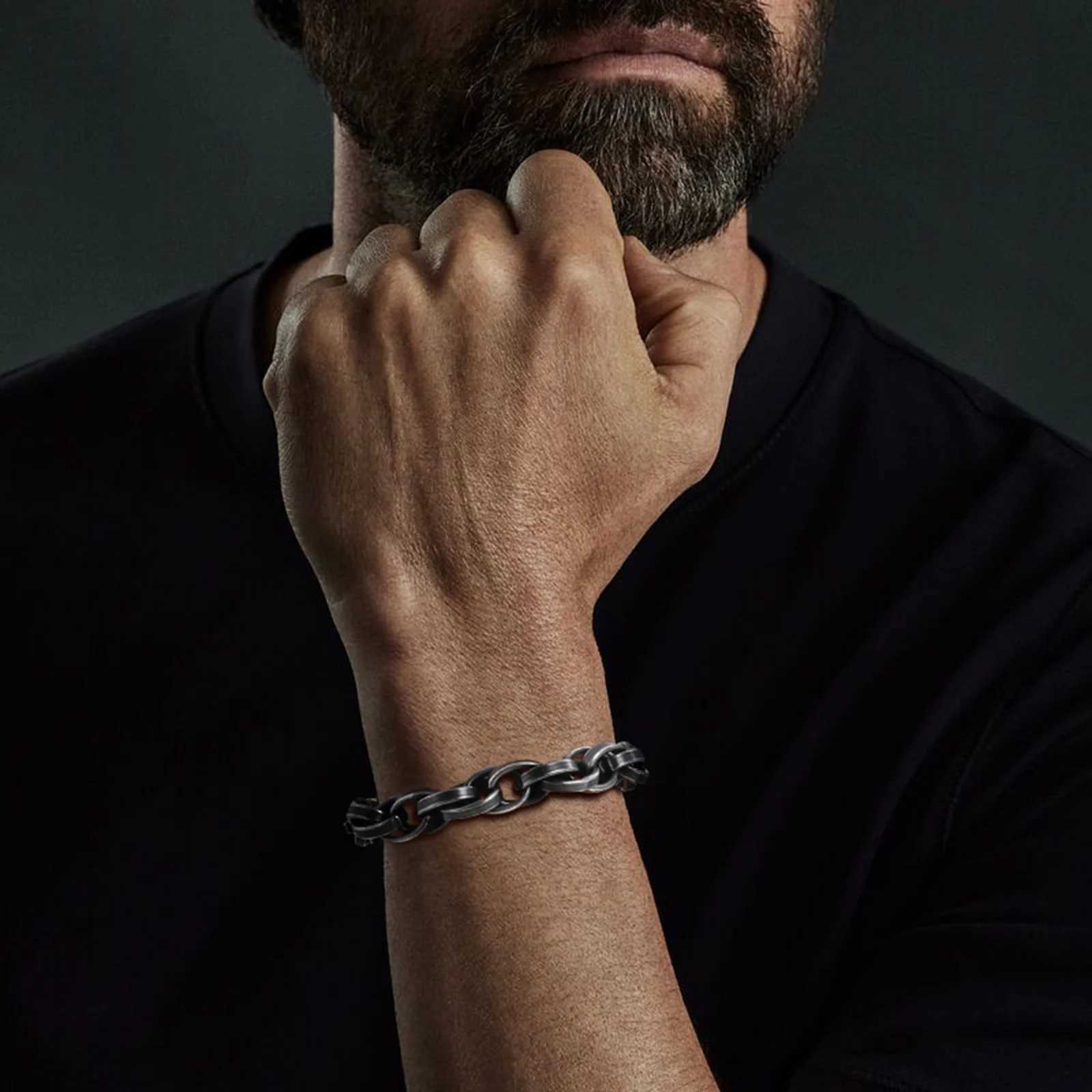 11mm Chunky Bold Handmade Link Chain Bracelets for Men Boys Oxidized Vintage Viking Punk Heavy Motorcycle Wristband W250728