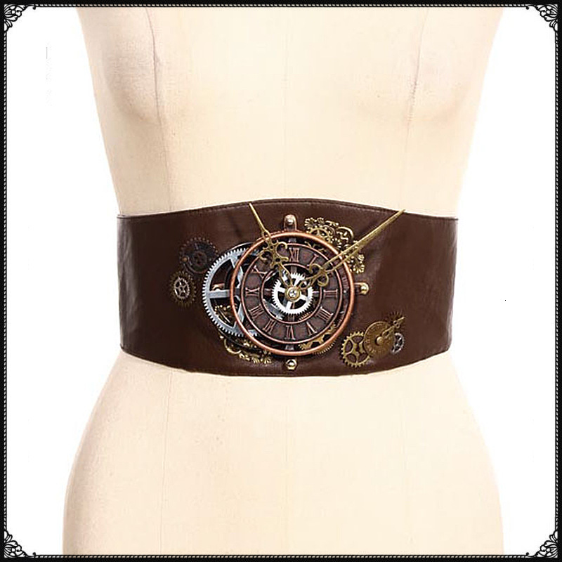Halloween Steampunk Lolita Women's Decorative PU Waist Belt Elastic Wide Waistband Court Corset ddmymoon