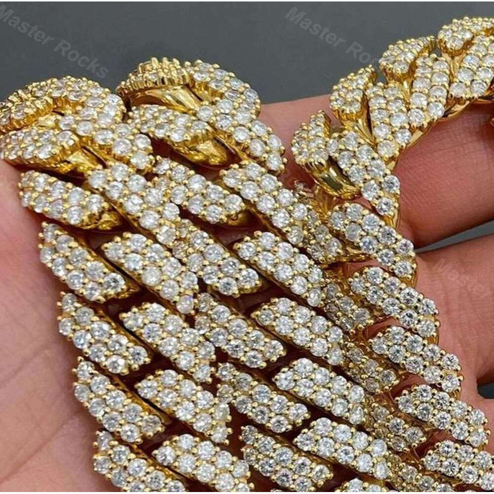 Men's and Women's Premium Jewelry 15mm S VVS D Colorful Silicon Stone Iced Cuban Chain