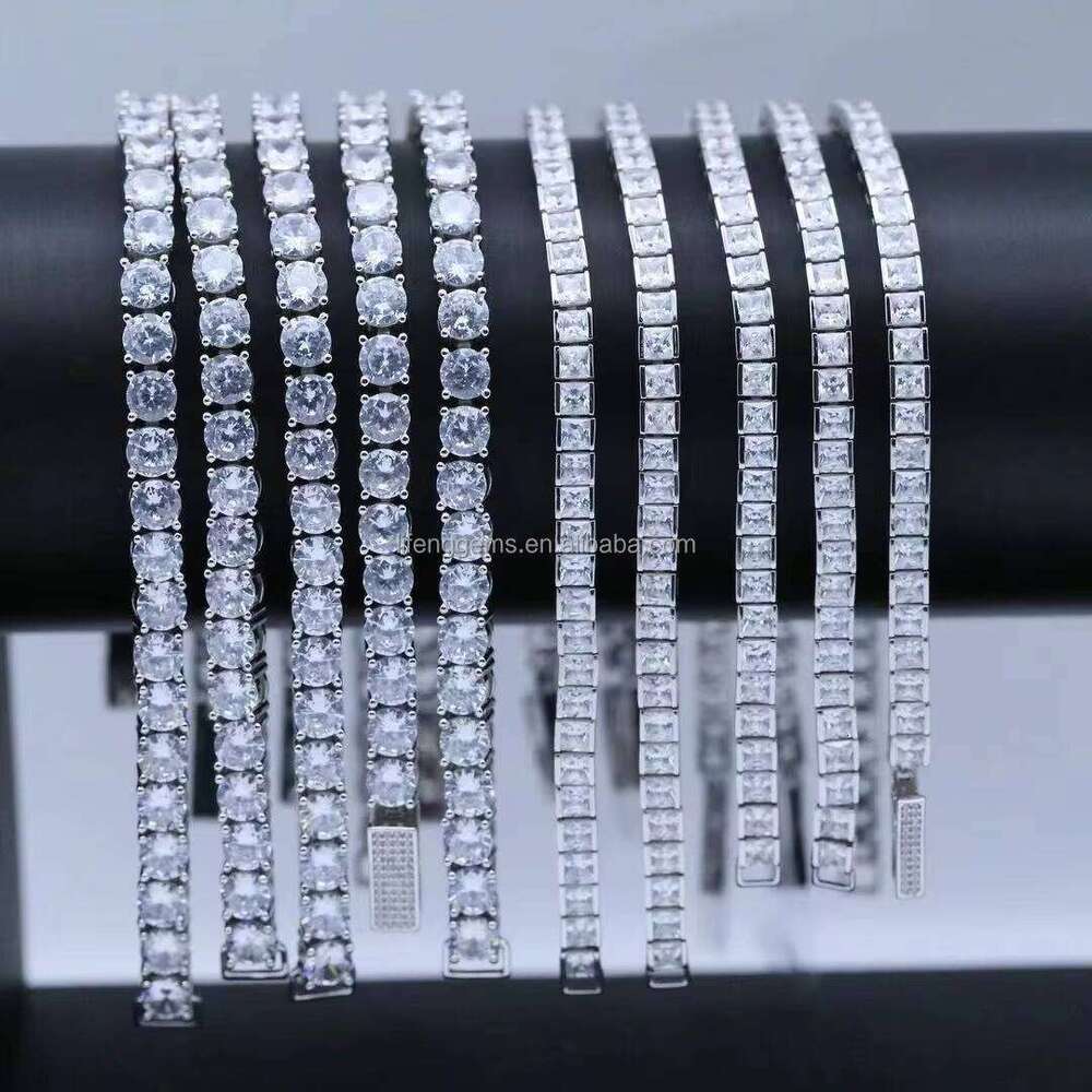 Custom Fine 6.5-9inches Heart Cut Moissanite Dia Women's Tennis Chain Bracelet Necklace Elegant Gold Sterling