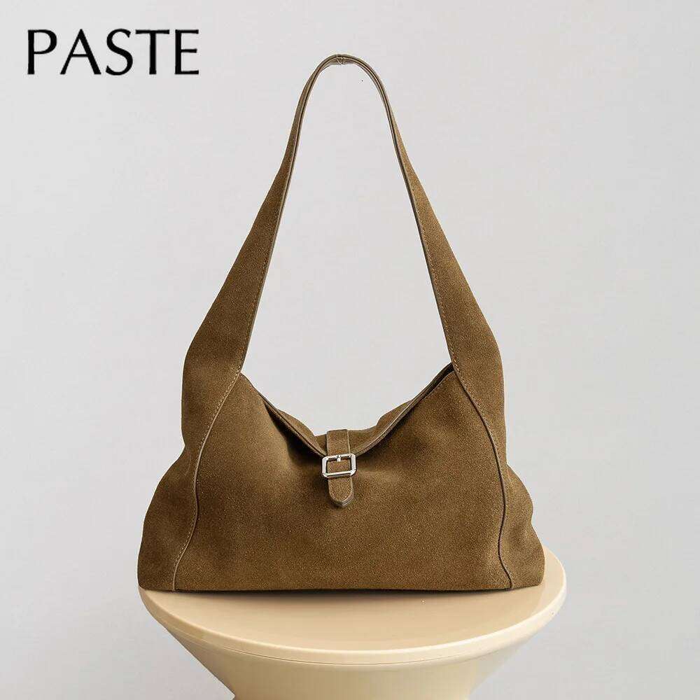 2026 Autumn Winter Collection Large Capacity Bowling Tote Red Kakhi Color Matte Suede Cow Leather Women Shopper Handbag