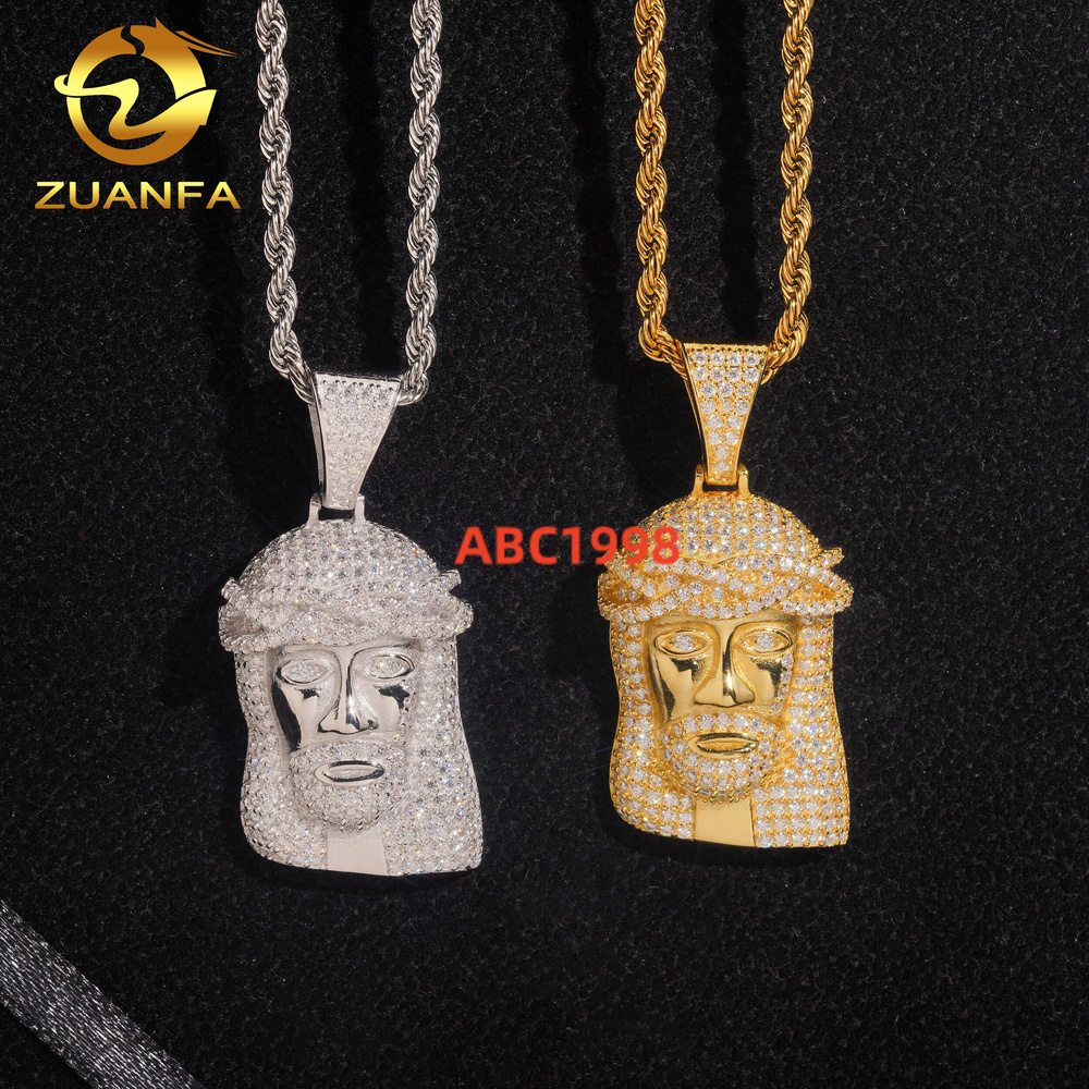 Small Size Cheaper Price Moissanite Jesus Pendant Hip Hop Iced Out Design 925 Sterling Silver Gold Plated Moissanite Pendant