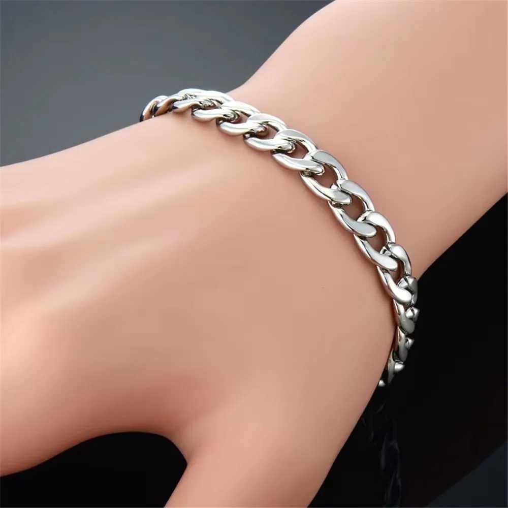 7mm Punk Curb Cuban Link Chain Bracelet Gold Silver Color Stainless Steel Hand Chain For Men Women Hip Hop Party Jewelry Gift W250728