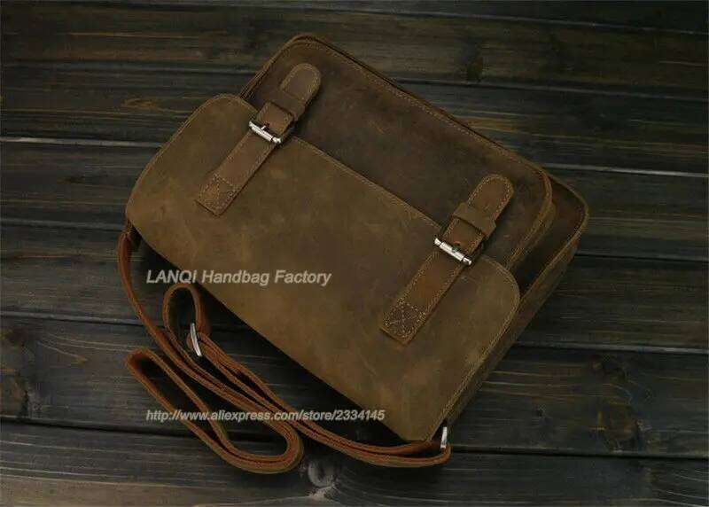 Vintage Crazy Horse Men Shoulder Crossbody Men's Messenger Genuine Leather Bag male Leisure Cowhide 2020