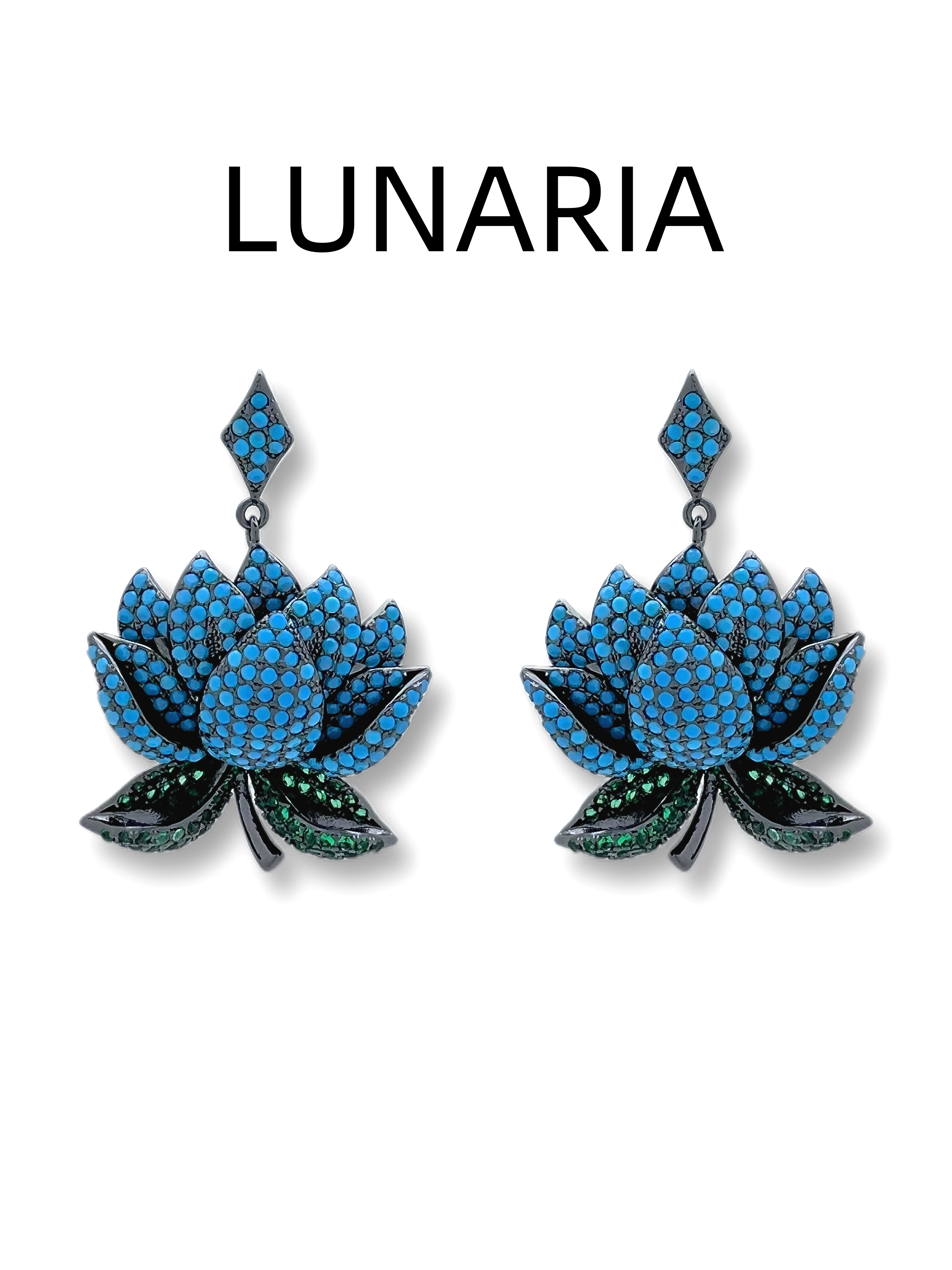 Lunaria Jewelry Blue Lotus Earrings with 925 Sterling Silver Ear Posts Hypoallergenic Minimalist Studs, Elegant Gift for Women