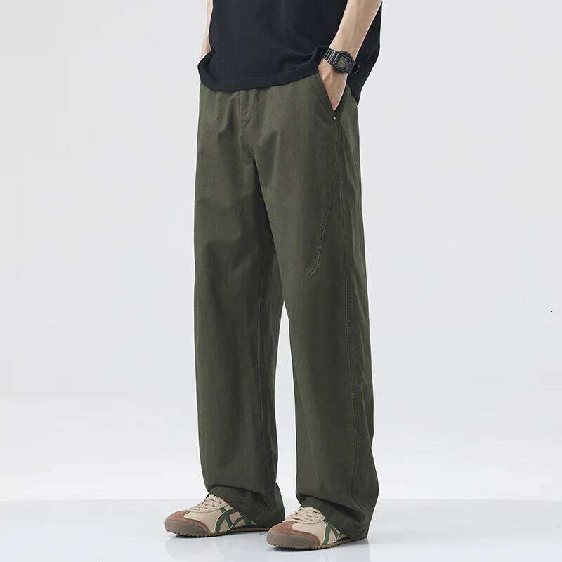 Designer Clothing 2025 HIQOR American Casual Straight Spring Men's Summer Y2k Cargo Pants Baggy Armygreen Haruku Jogging Trousers Man