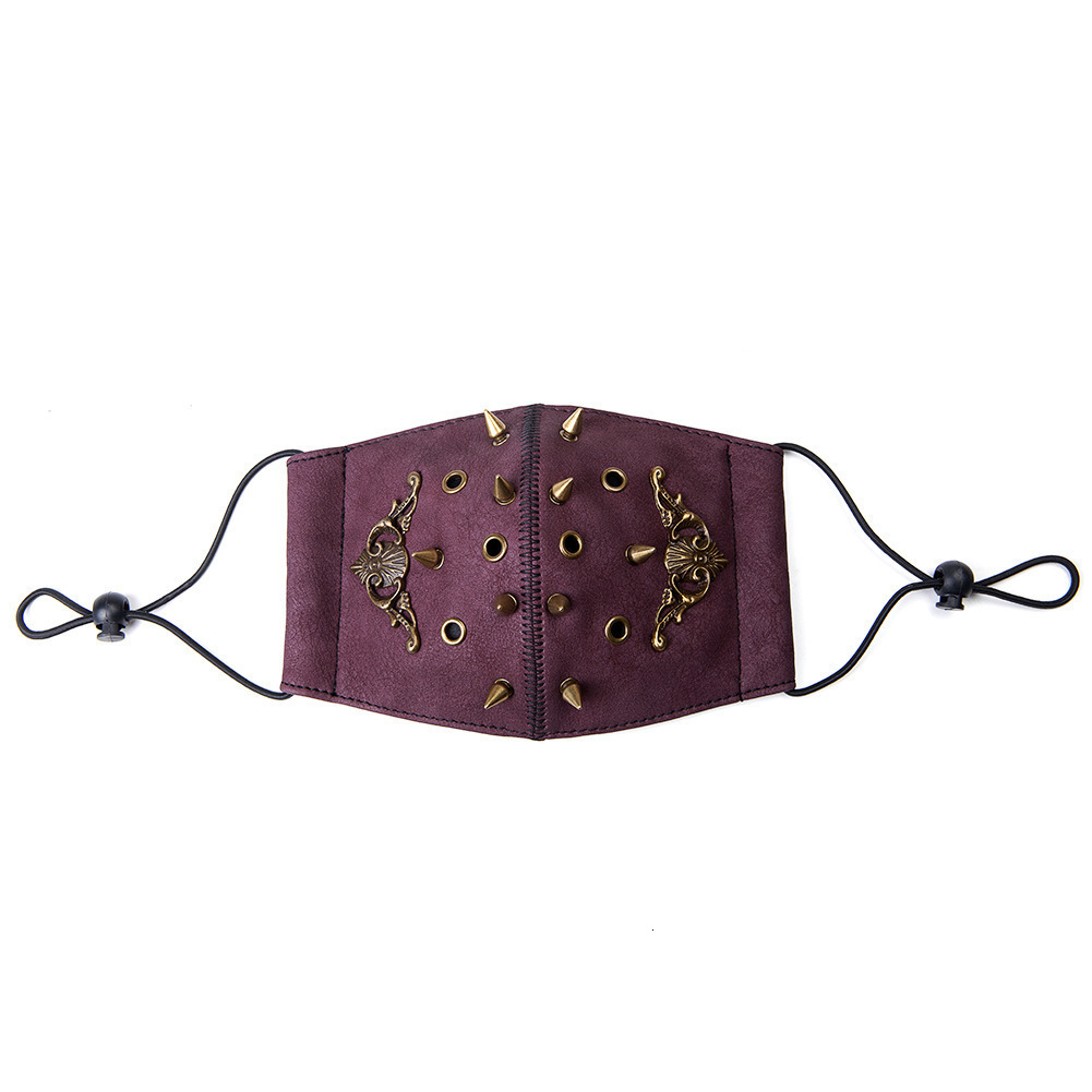 Halloween Punk PU Leather Anti-Haze with Filter Chip Dustproof PM2.5 Face Mask Lightweight ddmymoon