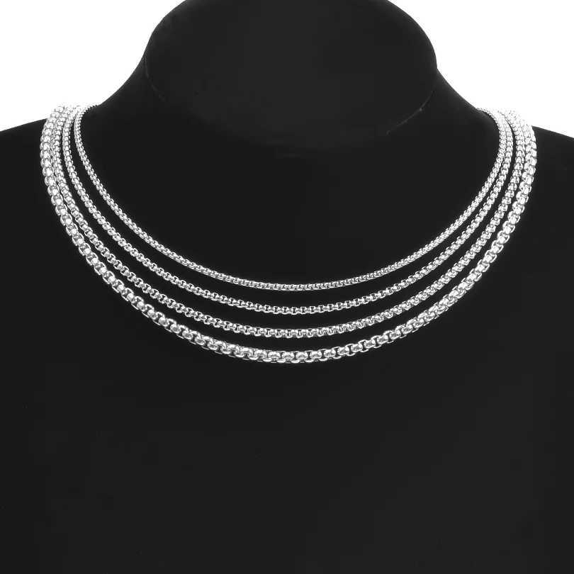 2/2.5/3/4mm Stainless Steel Square Rolo Chain Necklaces For Women Men Accessories 40-90cm Long Chains Round Box Jewelry Bulk Set XJ250708