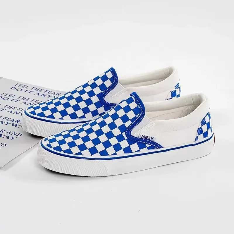 Canva Wens Casual Winter New Style Student Sports Shoes Spring Autumn Plaid Pattern Flat Bott Y250728