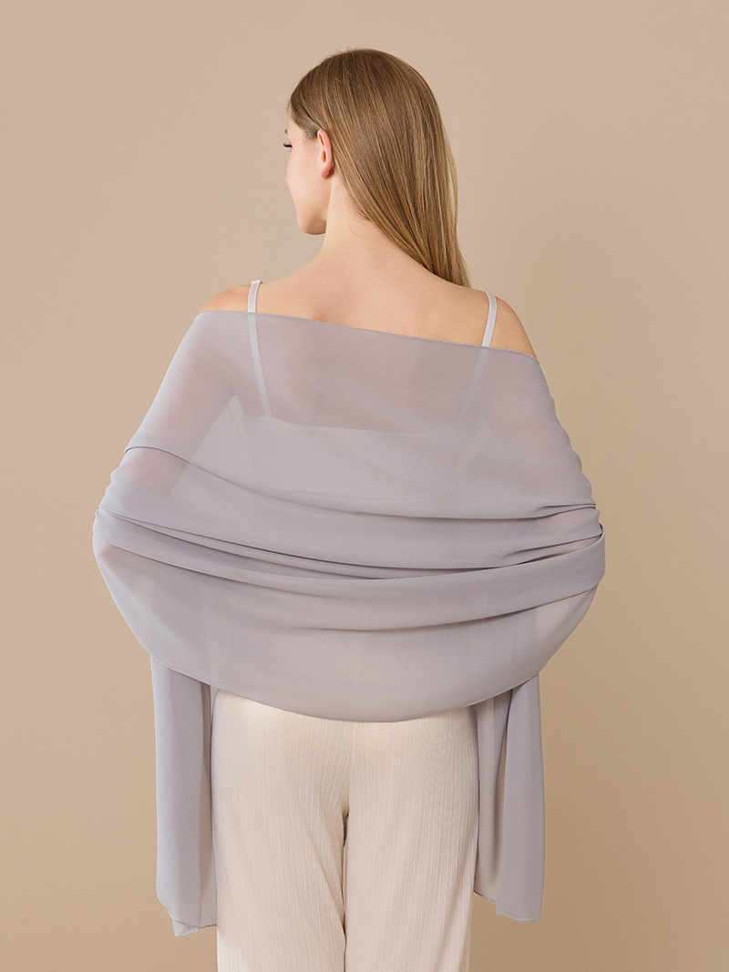 K1507 European and American cross-border pure color chiffon long shawl bride bridesmaid wedding dress prom party dinner shawl female