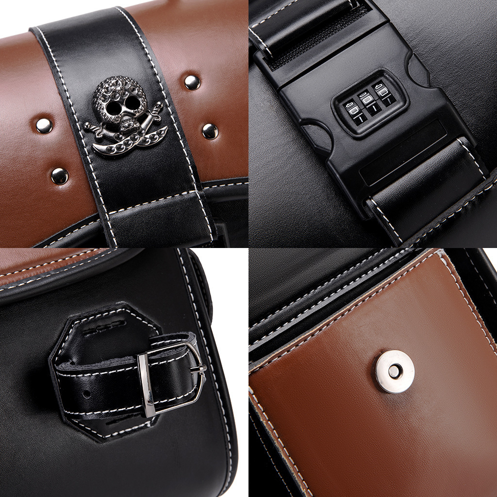 Waterproof Anti-theft Motorcycle Front Bag Punk Style PU Leather Color-blocking Design ddmymoon