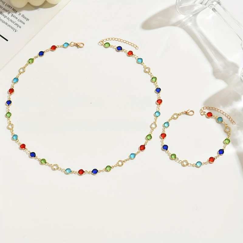 Elegant Color Inlaid Cubic Zirconia Necklace Set Fashion Jewelry for Parties Special Occasions Z250910