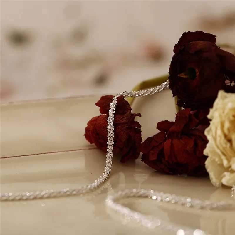 Authentic S925 Sterling Silver Necklace 2mm Sparkling Collarbone Sweater Chain High Charm Jewelry Gift Women XJ250708