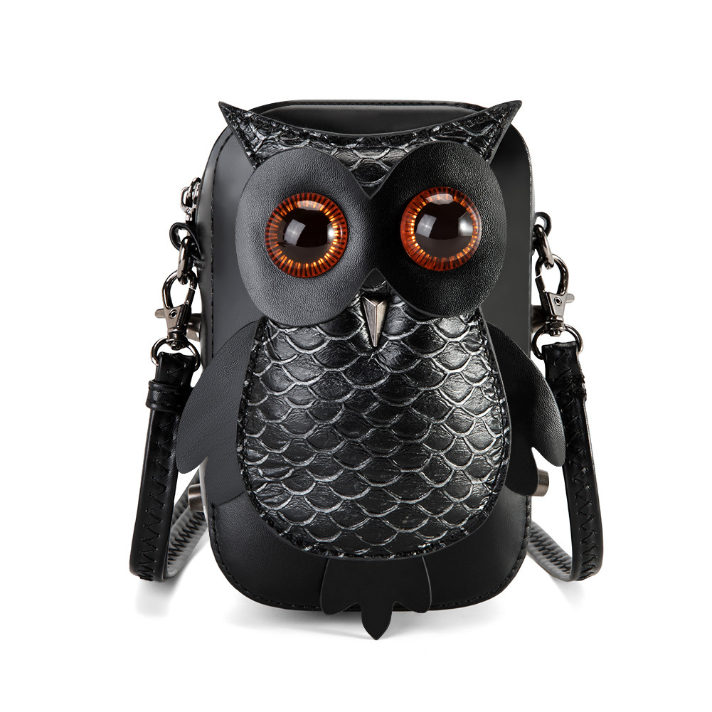 Creative for Women Punk Style Single Shoulder Crossbody Niche Owl Coin Purse Small Square Bag ddmymoon