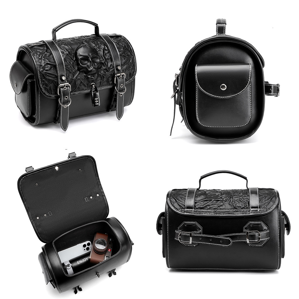 Niche Design PU Waterproof Anti-theft Punk Style Motorcycle Saddlebag Harley Prince Cruise Modification Gear ddmymoon