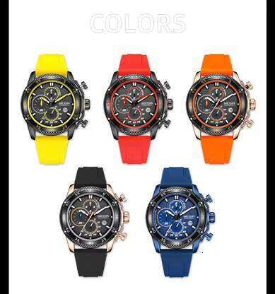 DHgargets MEGIR Men's Sports Watch - Chronograph, Luminous,Waterproof, Silicone Strap, Digital-Analog Wristwatch
