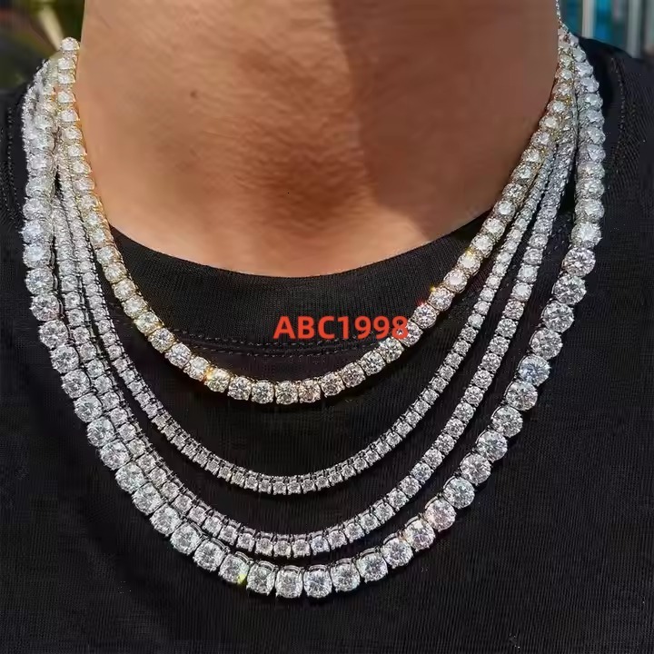 Hip Hop Jewelry 18mm 24 Inch Silver 925 Jewelry Men Vvs1 Moissanite Diamond Cuban Link Chain Full Diamond Men Chain