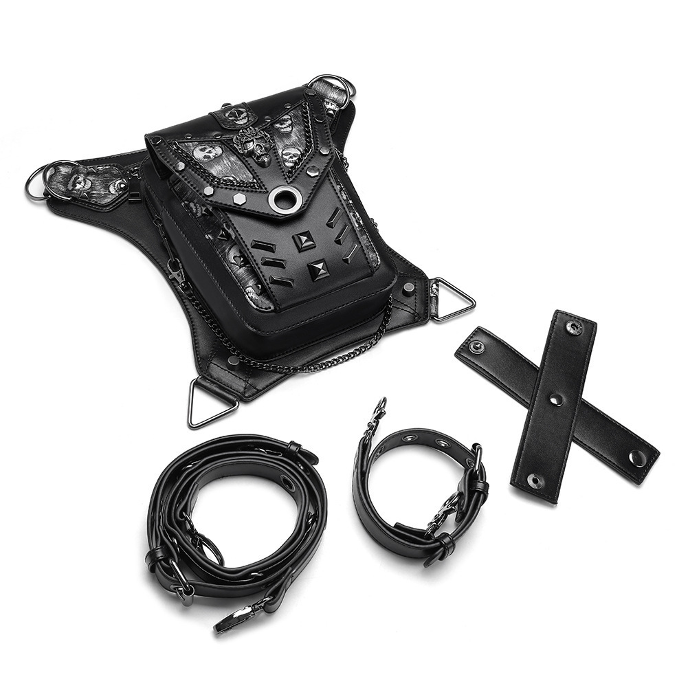 New Style Women Punk Chain Skull Motorcycle Women's Single Shoulder Crossbody Waist Bag for Men ddmymoon