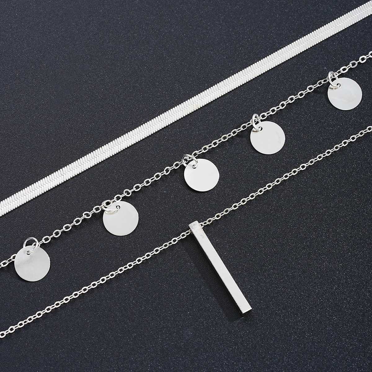 MultiLayer Coin Pendant Necklace Set for Women and Men Silver Tone Stackable Chain Necklaces Party and Everyday Fashion Z250910