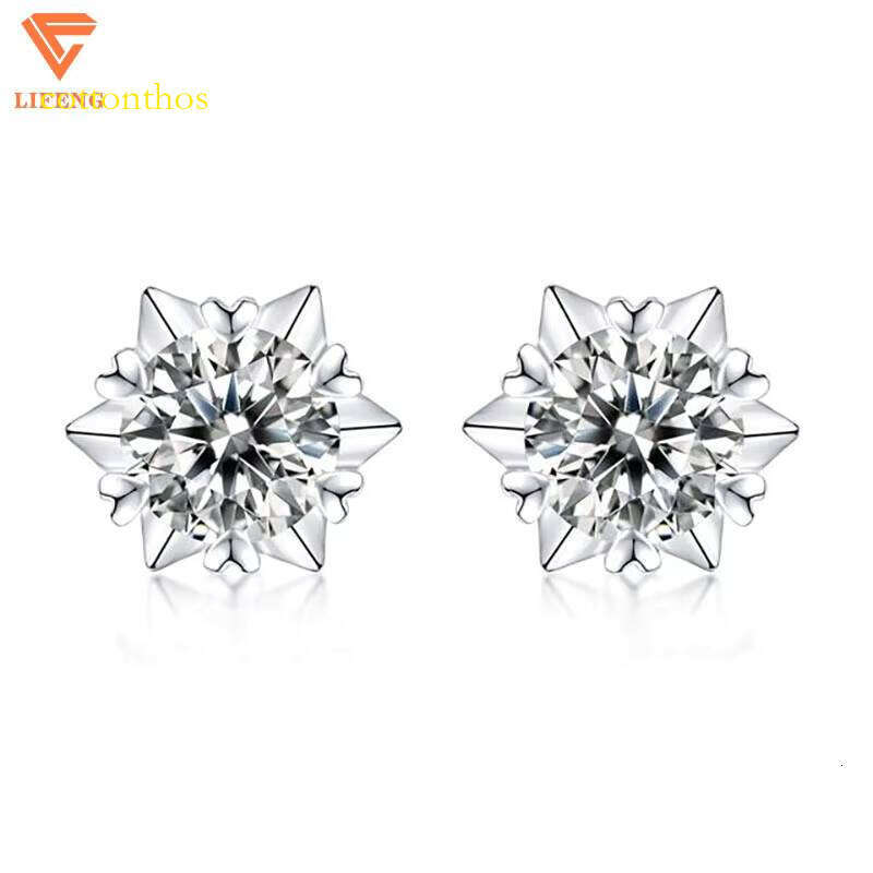 Trendy Sterling Sier Earrings With D VVS Moissanite & 1CT Dia Gold Plated Fashion Jewelry for Women Weddings Parties