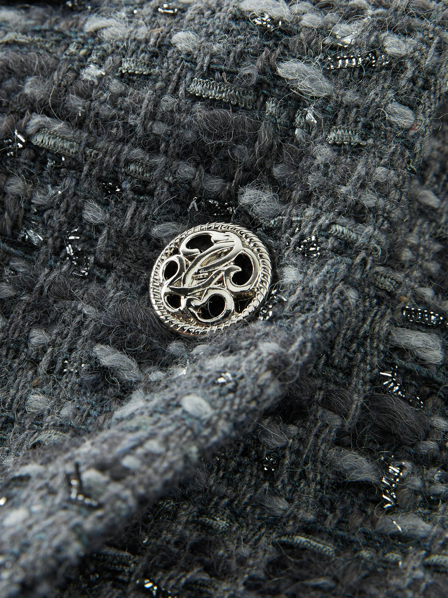 FSLE Exquisite Floral Gauze Gray Minimalist Style Women Jacket Spring Round Neck Elegant Ladies Short Coat 25FS11127 250728