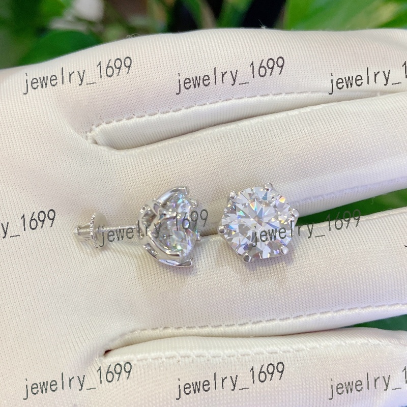 Large Size 11mm 5ct Round Moissanite Stud Earrings Screw Back Silver925 Wholesale Price Fashionable Moissanite Diamond Ear Studs