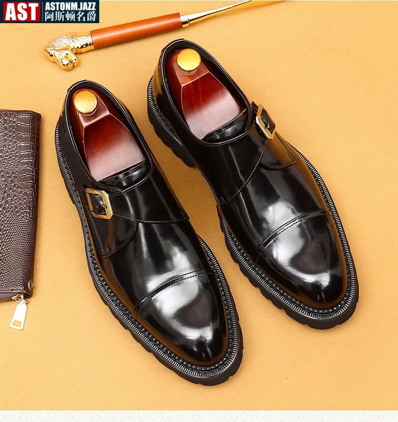 Patent Leather Mens Formal Shoes Handmade Italian Quality Fashion Buckle Genuine Leather 2025 Wedding Social Shoes Man 250723