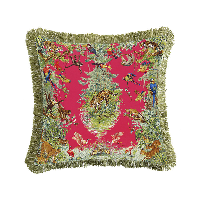 European leopard series sofa decoration pillow model room Bay bay window car tassel cushion with core waist pillow 250728