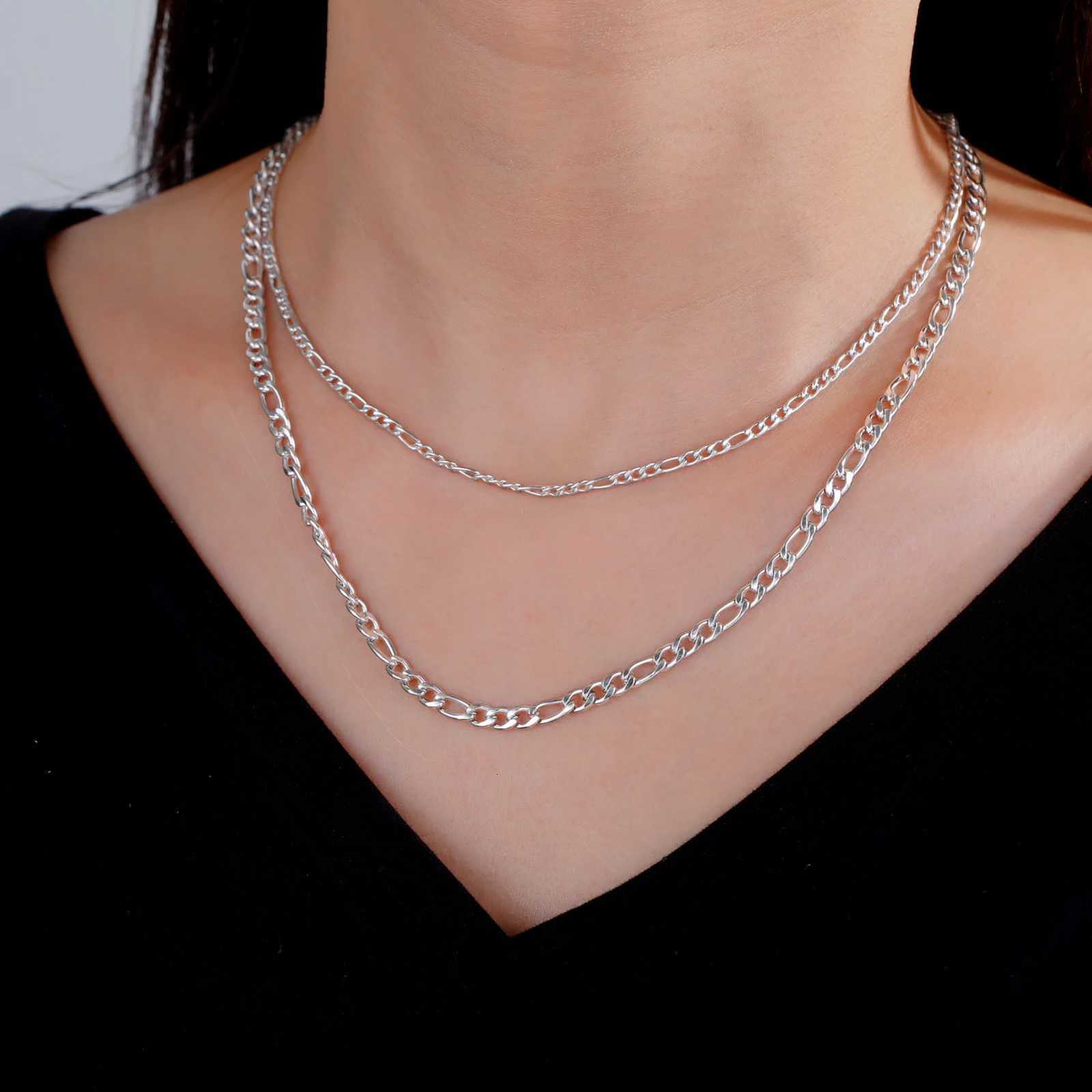 45-60cm Figaro Chain Necklaces for Women Men Stainless Steel Punk Long Necklace Hiphop Jewelry Birthday Couple Gifts New XJ250708