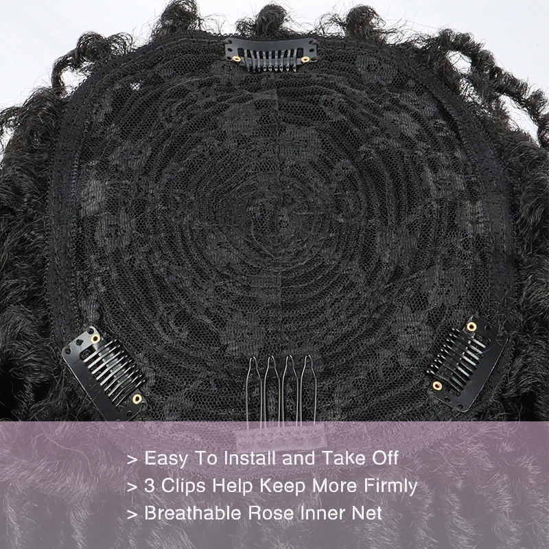 Human Dreadlock Hair weave Toppers with Clips in Faux Locs Braided Short Locks Hair Toupee for Women and Men 15x16cm