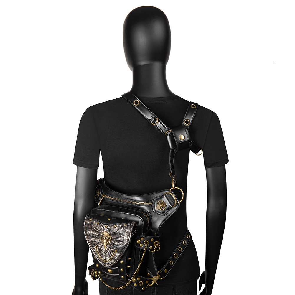 Punk New Skull Chain Motorcycle Women's Shoulder Crossbody Outdoor Phone Waist Bag Men ddmymoon