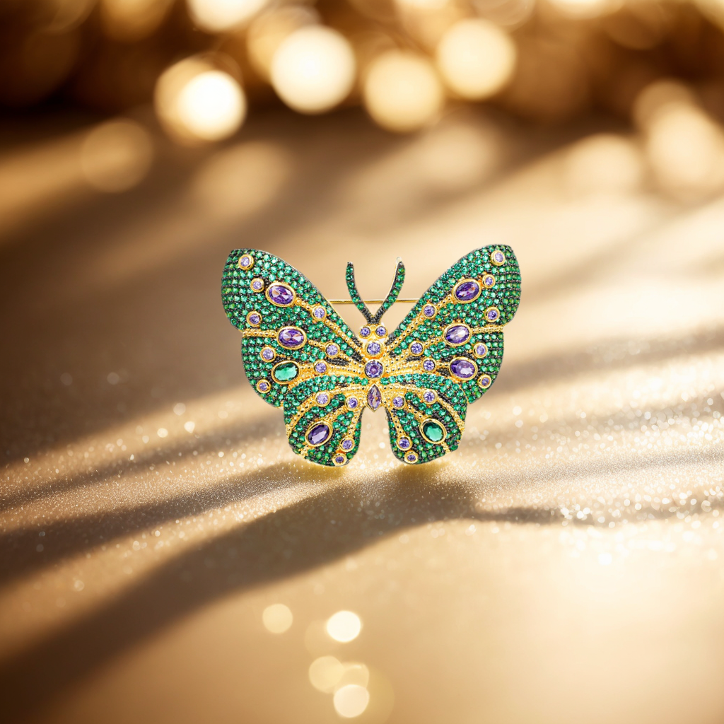Elegant 18K Gold Plated Butterfly Brooch Luxury Composite Metal Lapel Pin