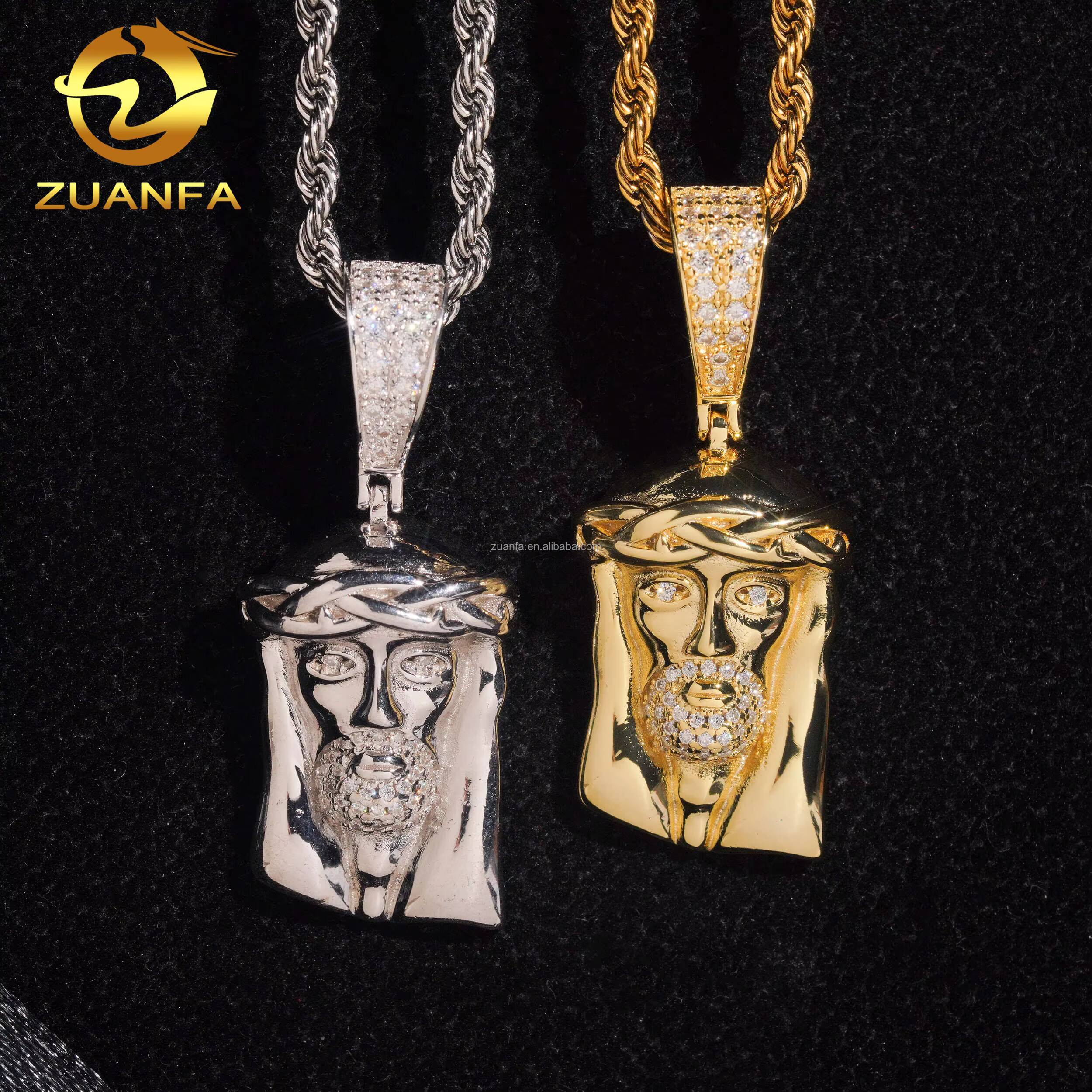 Drop Shipping Hot Selling Fashion Fire Religious Jewelry Hip Hop 925 Sterling Silver VVS Moissanite Diamond Jesus Pendant Man