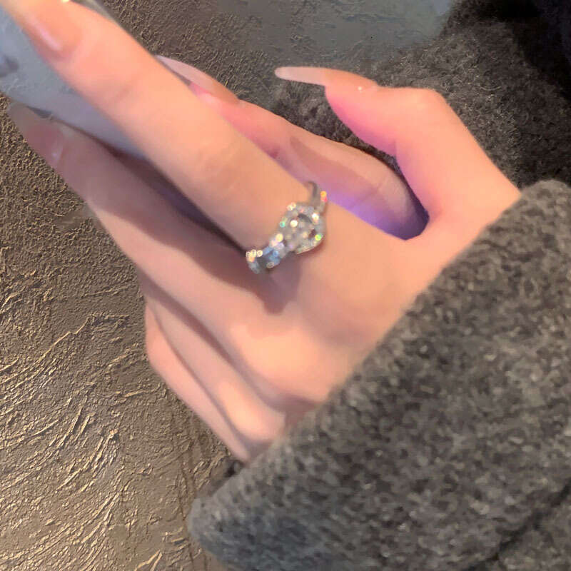 Real Gold Plated Zircon Horseshoe Buckle Open Exaggerated Light High-end Minimalist Style Index Finger Ring Versatile Hand Jewelry