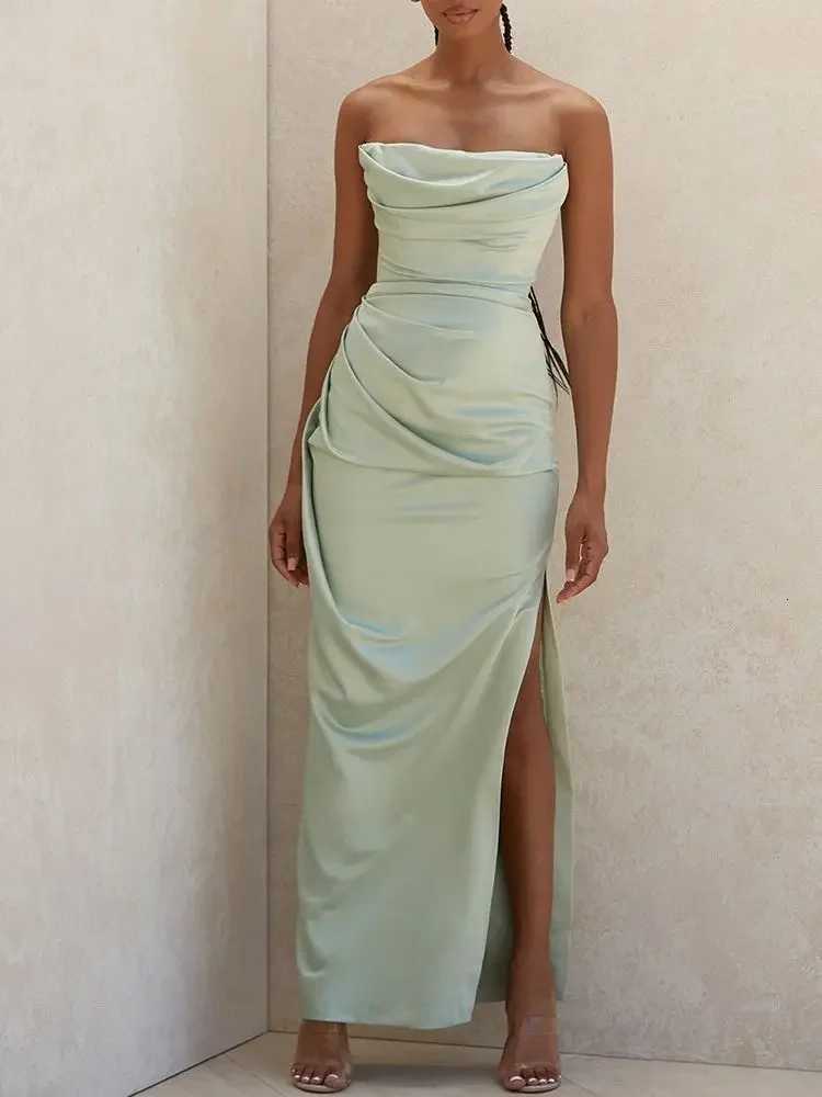 2021 New Arrivals House of CB Green Dress Satin Bodycon Dress for Women Summer Party Dress Celebrity Evening Club Dress No Lining Z250728