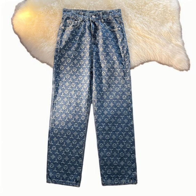 Trendy brand men's all printed jeans autumn loose straight-leg pants American retro vibe Style Street Fashion 2025s