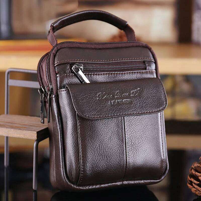 Men Small Shoulder Messenger Cross Body Bag Genuine Leather Cowhide Male Mini HandBag Belt Waist Pack Fanny Bags Purse