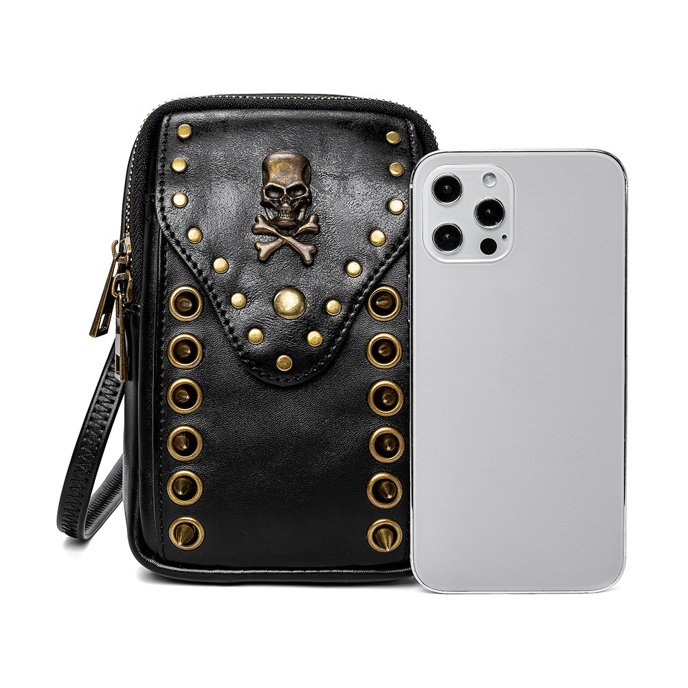 2025 New Bags for Women Women's Shoulder Skull Rivet Outdoor Mobile Phone Bag ddmymoon