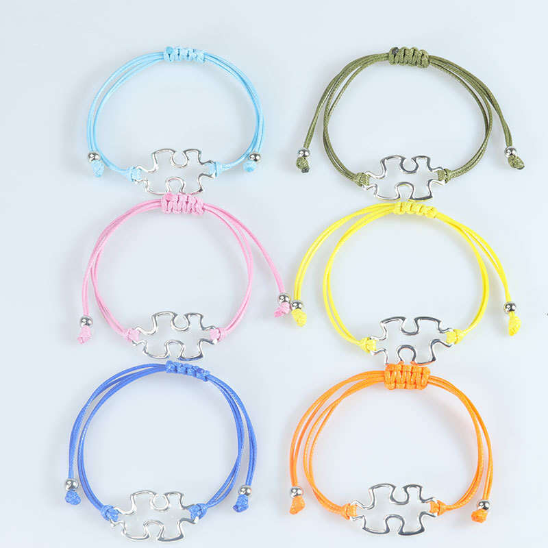 Awareness Puzzle Pendant Unisex Jewelry Autism Wax Rope Bracelet ddmypluto