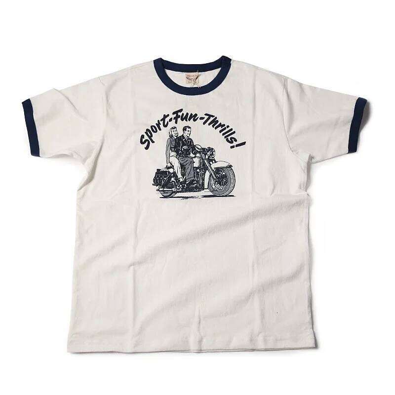 Designer Clothing 2025 Non Stock Rider Print T-Shirt Vintage Vibe Motorcycle Cotton Short Sleeve Tee Men