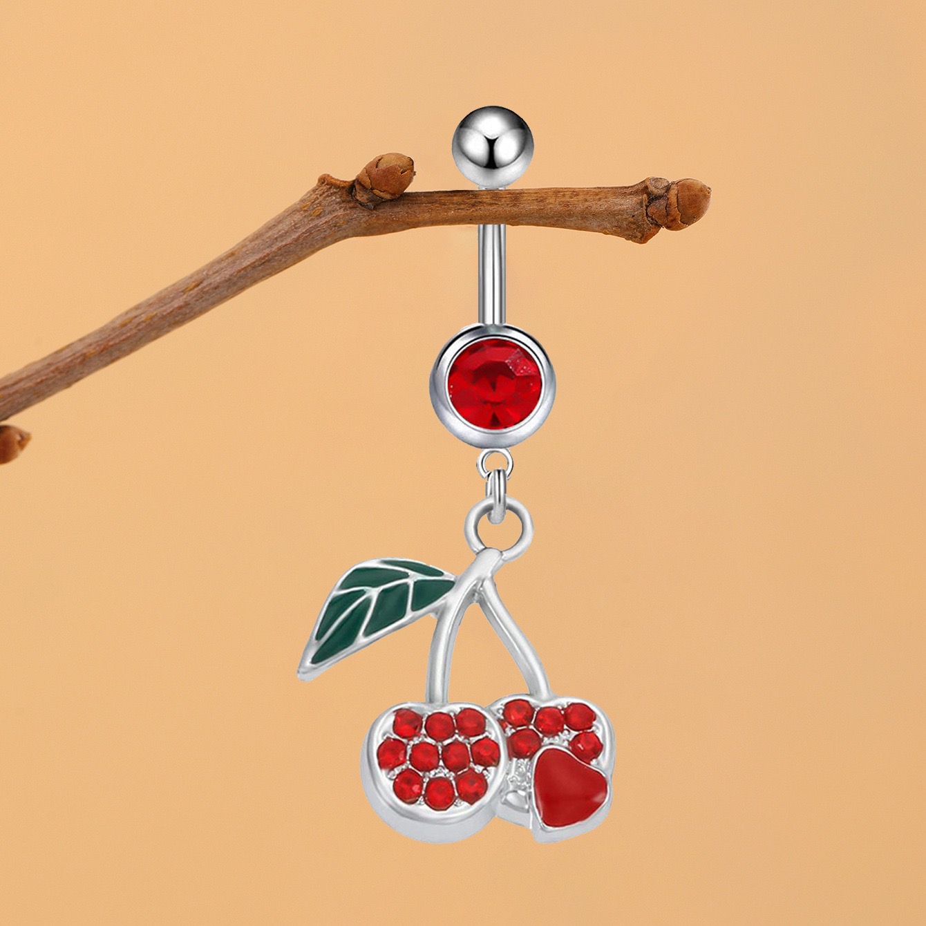 Red Cherry Navel Pendant Pierced Jewelry Buckle