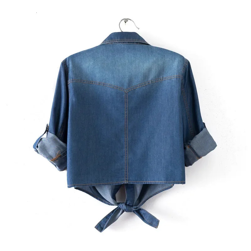 Spring Summer Curly Short Sleeve Thin Denim Jacket Female 6xl fashion Slim Knot Shirt Shawl Womens Outerwear Short Casual Tops 250728