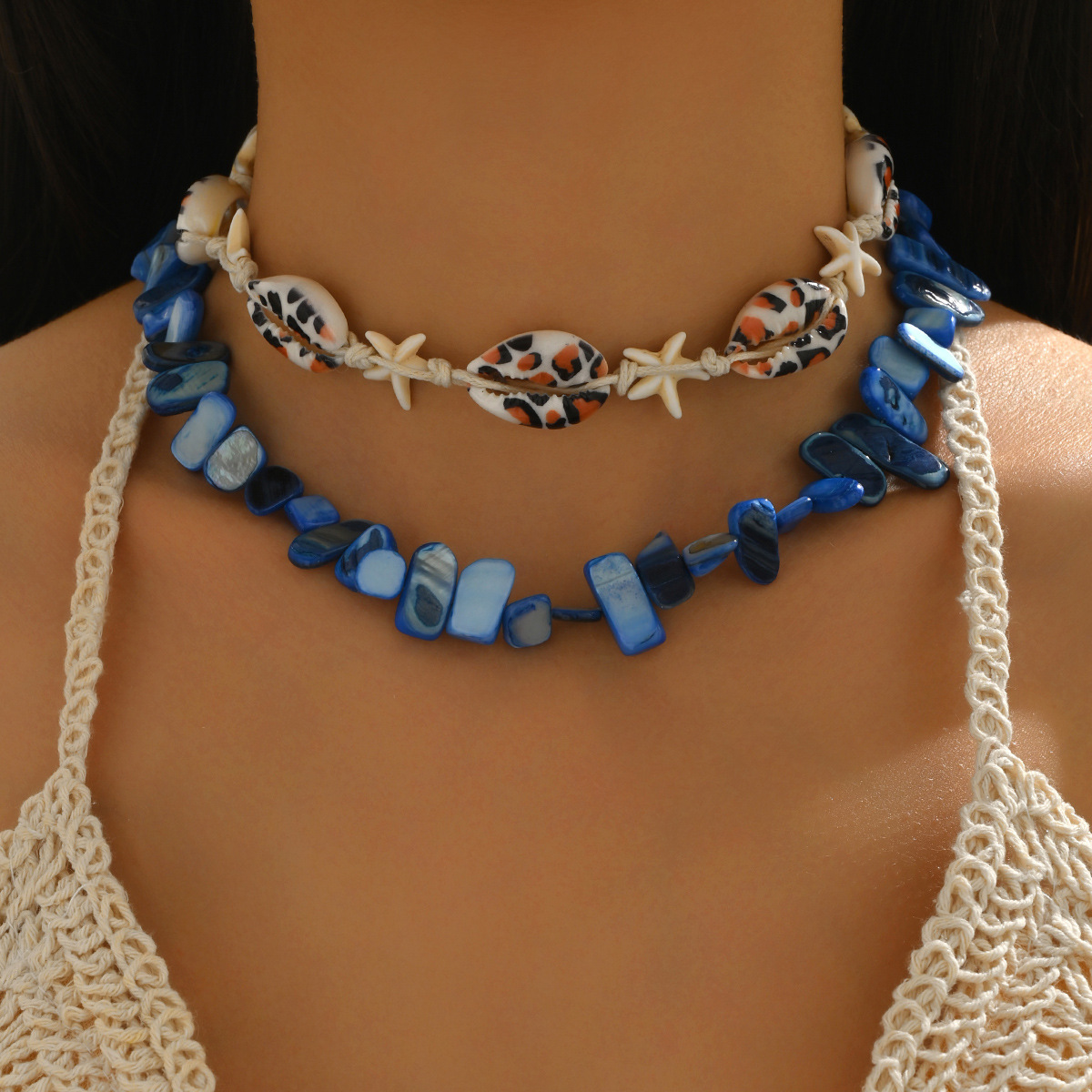 Irregular Stone Necklace for Women Fashion Multi-layer Stacking Ocean Shell Starfish Choker Jewelry Jewelry for Women