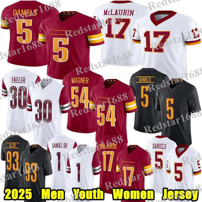 #5 Jayden Daniels Football Jersey #17 Terry McLaurin Austin Ekeler Marcus Mariota Bobby Wagner Marshon Lattimore Zach Ertz Way Deebo Samuel Sr Josh Conerly Jr jerseys