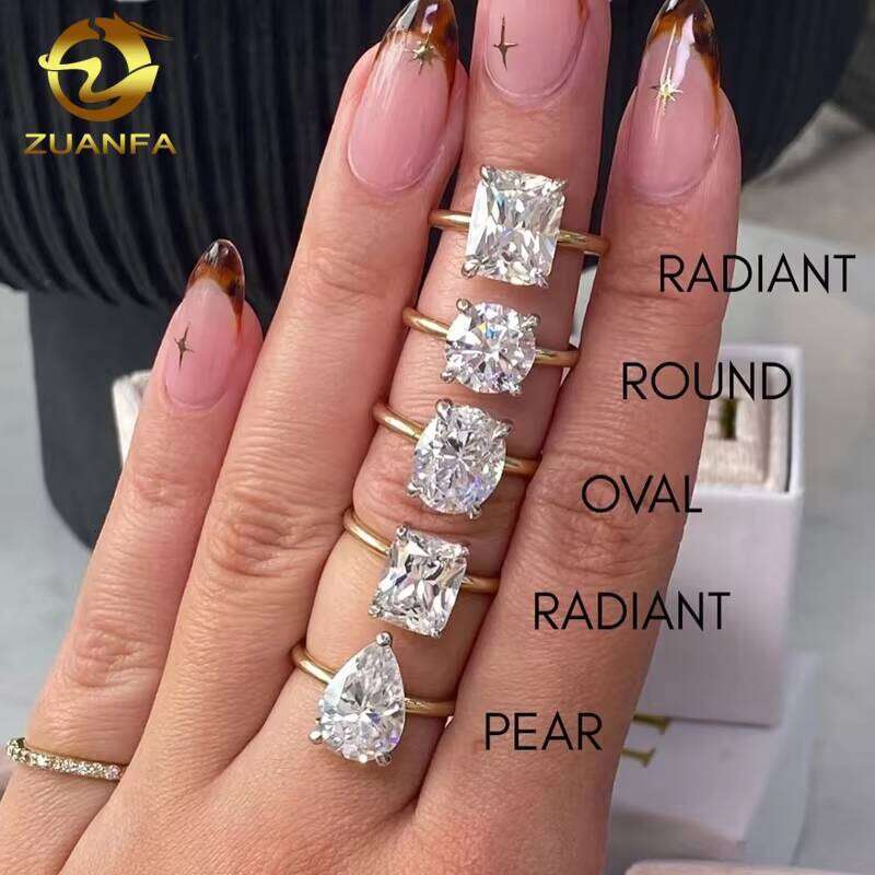 Jewelry Manufacturer Direct Custom Design Fancy Cut Moissanite 10K 14K Solid Gold Lab Dia Ring