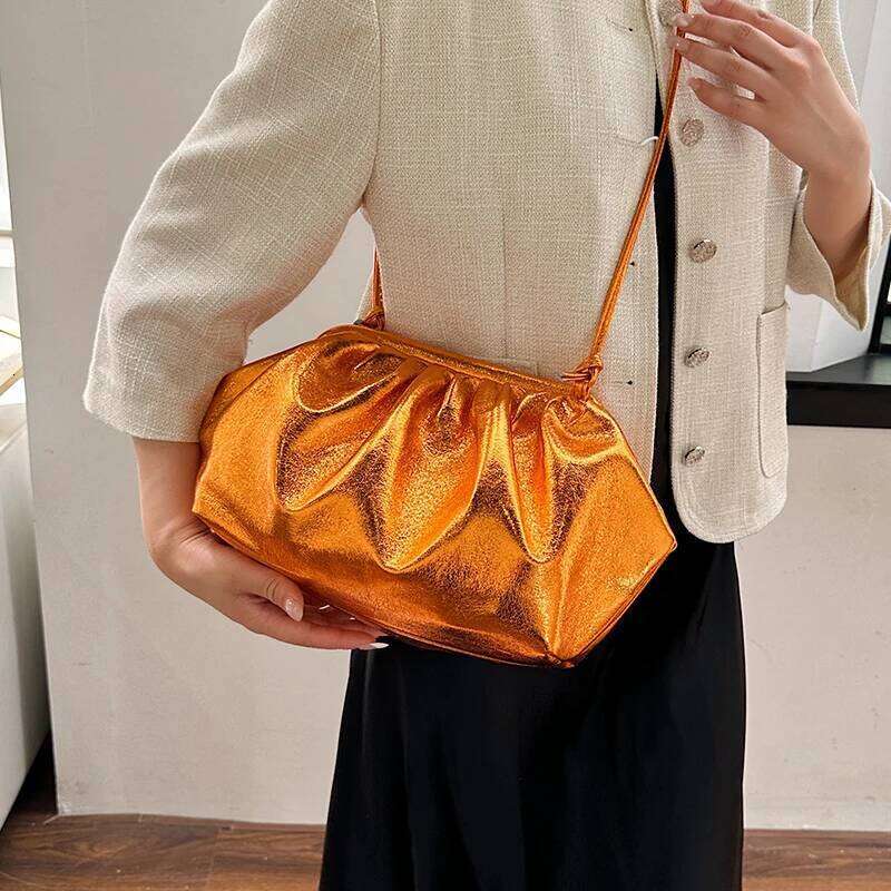 Golden Evening Clutch Bags For Women Wedding Dinner Party Crossbody Cloud Bag New Designer Purses And Handbags