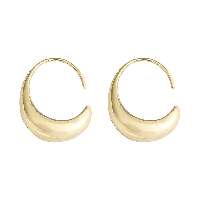 Korean Dongdaemun Unique Metal C Hoop Internet Celebrity Fashionable Elegant Women's Earrings New Trendy Minimalist Style Ear Jewelry